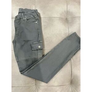 7 for All Mankind Women's Slim Cargo Pants Gray Ultra-Stretch Pockets